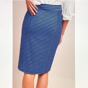 Maeve Anthropologie Textured Blue Midi Pencil Skirt